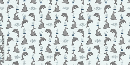 CUTE DOLPHIN SEAMLESS PATTERN CARTOON DOODLE COLLECTION