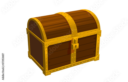 Chest 3d object, vintage icon isolated white background. Vector