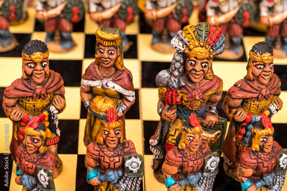 The traditional chess game, handicraft market in Cusco, Peru