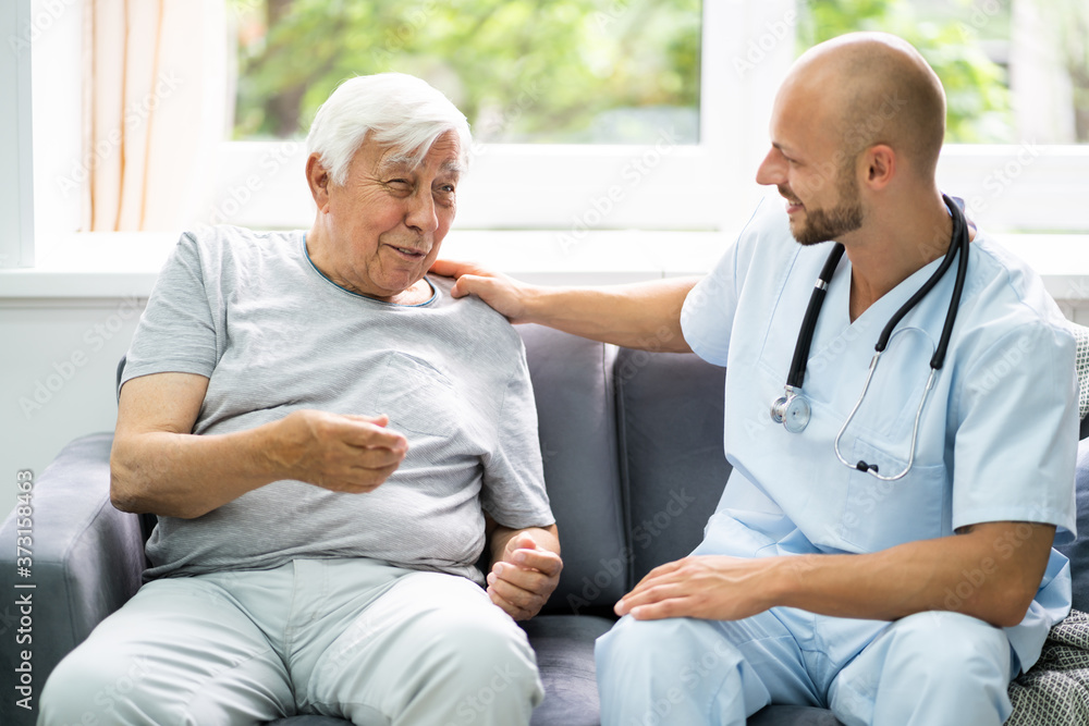 Old Senior Home Care Patient With Nurse Old Senior Home Care Patient With Nurse