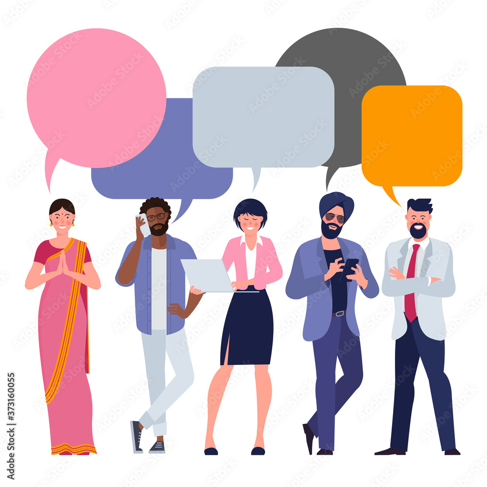 people icons with colorful dialog speech bubbles people icons with colorful dialog speech bubbles