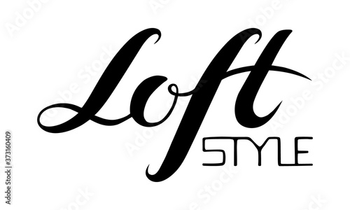 Designer black monochrome lettering  loft style. Isolated object on white background. Blank, template for the logo