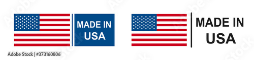 Made in USA quality product. Made in USA flag warranty, certificate label - stock vector