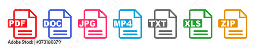 Symbol set  file formats, file extensions diverse icons set isolated - vector