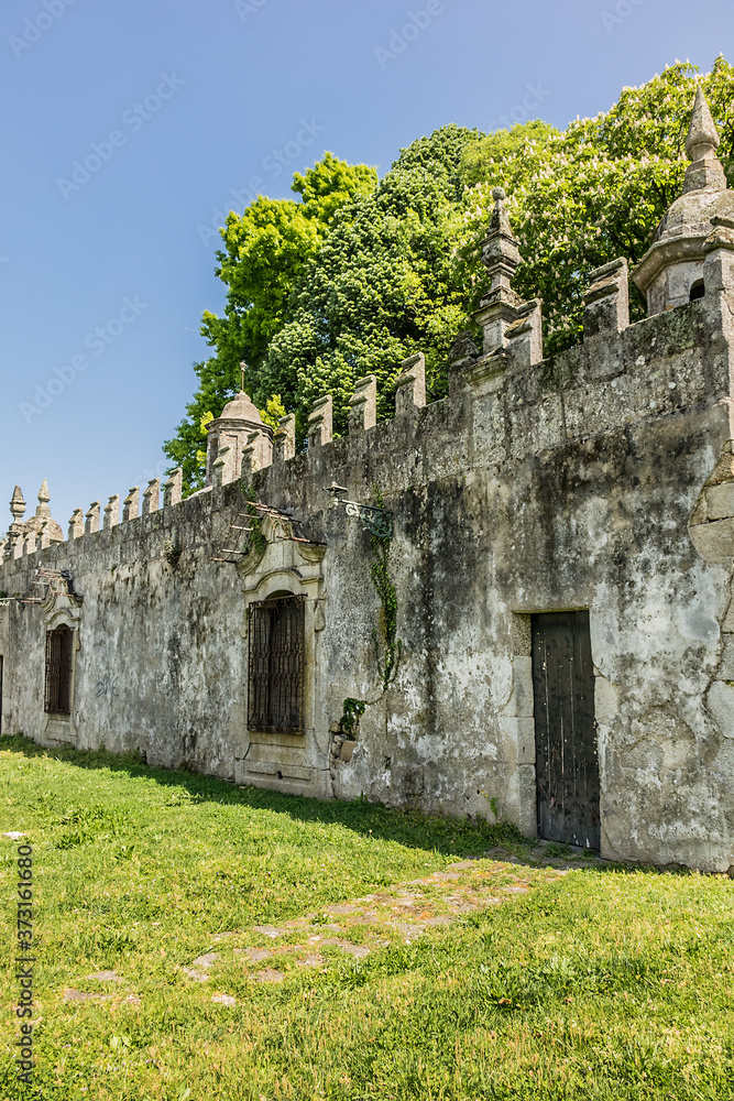 View of Ancient walls from Andrade Corvo Street. Braga. Portugal.