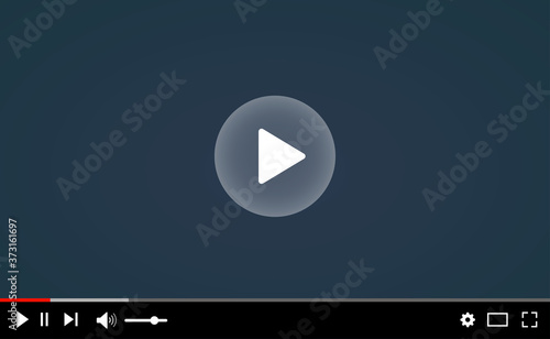 Desktop web video player. Multimedia player social media, play video online window with navigation icons, modern social media video player interface template for web and mobile apps