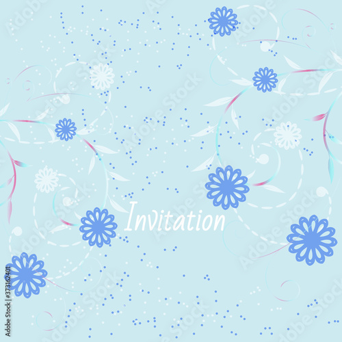 Greeting card design template. Gentle Flower card. Floral card for greetings or invitations. Flower pattern decoratively romantically abstraction illustration. Vector illustration.	