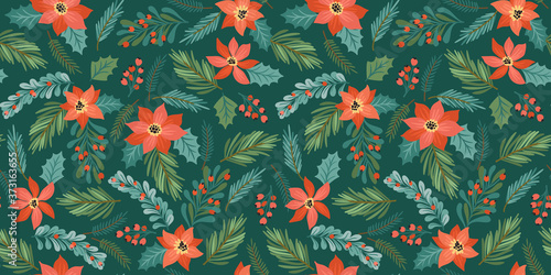Christmas and Happy New Year seamless pattern. Trendy retro style. Vector design