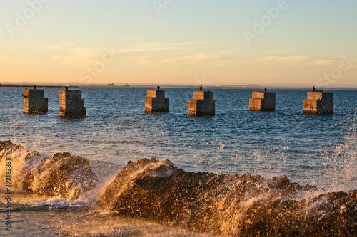 The concrete pillars at Humewood beach in Port Elizabeth, South Africa