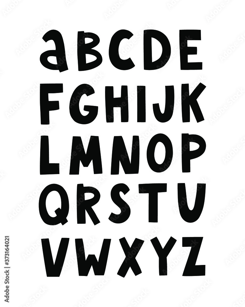 Hand drawn english alphabet.