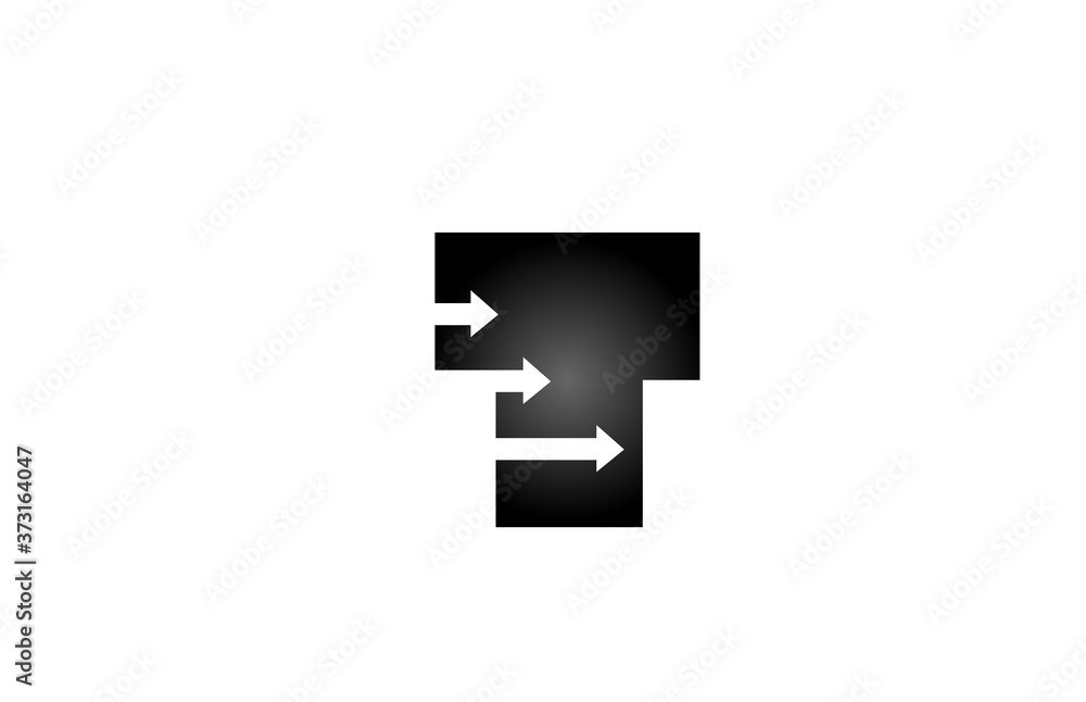 black and white T letter icon logo with arrow. Alphabet for business and company design black and white T letter icon logo with arrow. Alphabet for business and company design