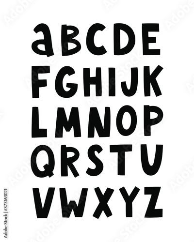 Hand drawn english alphabet.