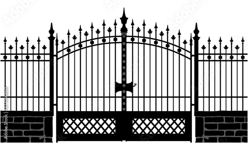 vector illustration of a wrought iron gate