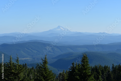Mountain view from Timberline Lodge, Mt Hood, Oregon.
