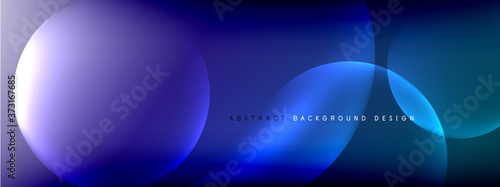 Vector abstract background liquid bubble circles on fluid gradient with shadows and light effects. Shiny design templates for text