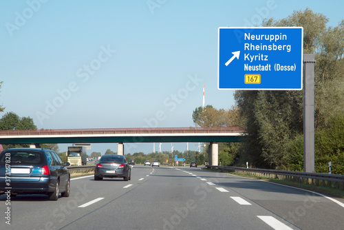 Autobahn 24, Ausfahrt Neuruppin, Rheinsberg, Kyritz, Neustadt, B 167 © hkama