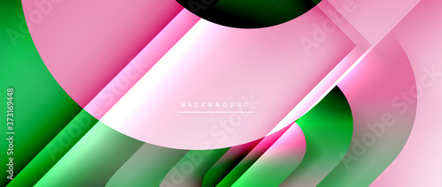 Vector geometric abstract background with lines and modern forms. Fluid gradient with abstract round shapes and shadow and light effects