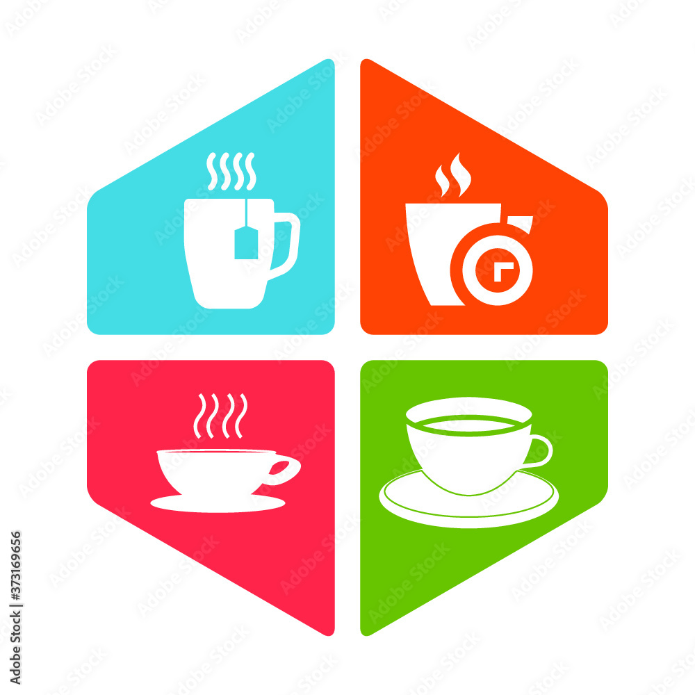 Tea and coffee cup set. Vector illustration