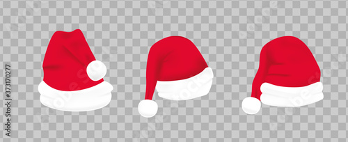 Red santa hat with white fur. Xmas clothing