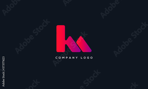 Alphabet letter icon logo KM. photo