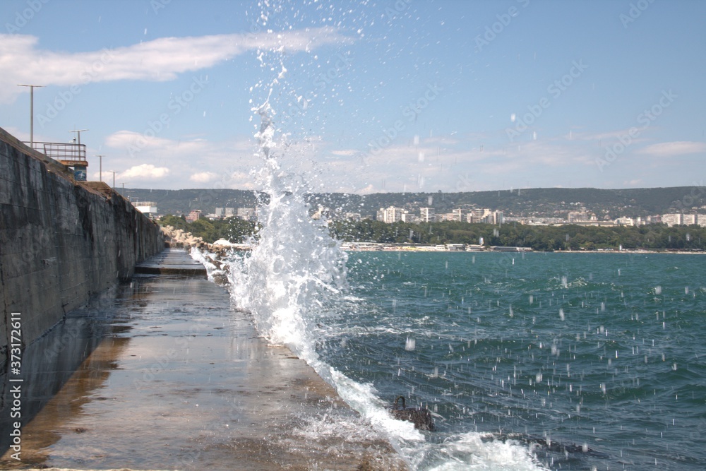 Seawaves by the breakwater in Varna Seawaves by the breakwater in Varna