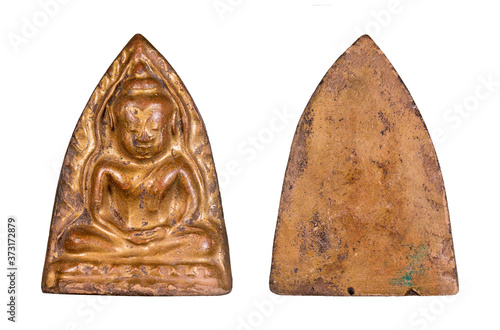 Obraz na płótnie Small Buddha image or Thai amulet isolated on white background. w salonie