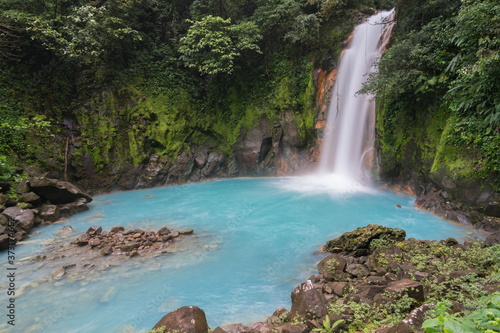 Rio Celeste waterfall in Tenorio National Park, Costa Rica