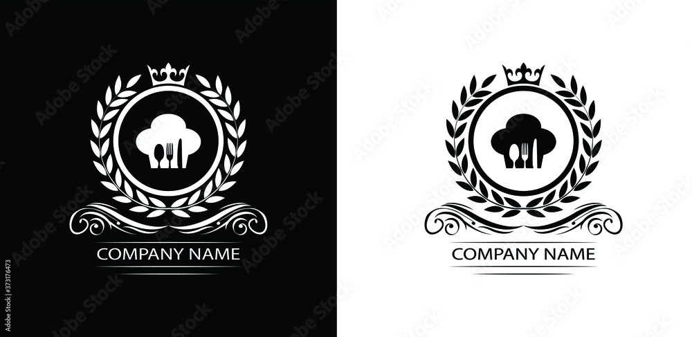 restaurant logo template luxury royal food vector company decorative emblem with crown	
