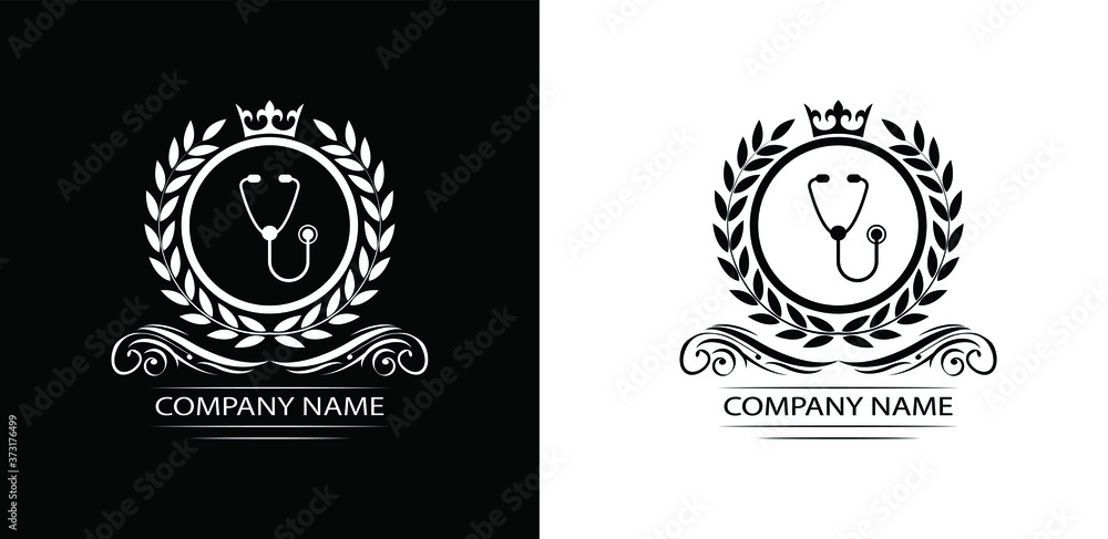 clinic logo template luxury royal vector clinic icon company decorative emblem with crown	

