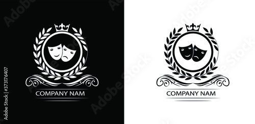 theatre logo template luxury royal vector theatre company decorative emblem with crown 