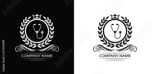 clinic logo template luxury royal vector clinic icon company decorative emblem with crown 