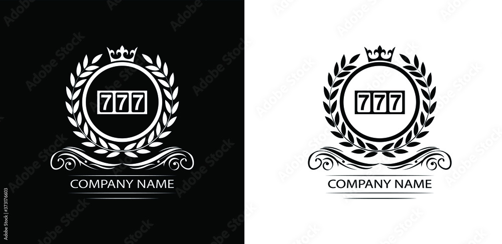 casino logo template luxury royal vector company seven, symbol of gambling emblem with crown