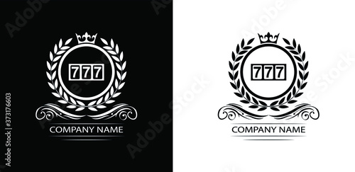 casino logo template luxury royal vector company seven, symbol of gambling emblem with crown