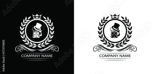 beer, beer pub logo template luxury royal vector company decorative emblem with crown