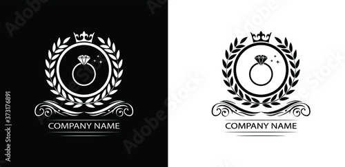 jewelry logo template luxury royal vector ring company decorative emblem with crown