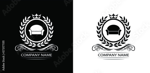furniture logo template luxury royal vector company decorative emblem with crown