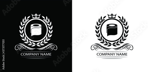 toliet paper logo template luxury royal vector company decorative emblem with crown
