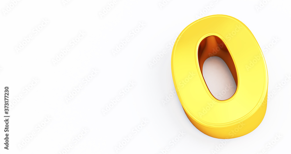 3d render of gold number 0 zero isolated white background 3d render of gold number 0 zero isolated white background