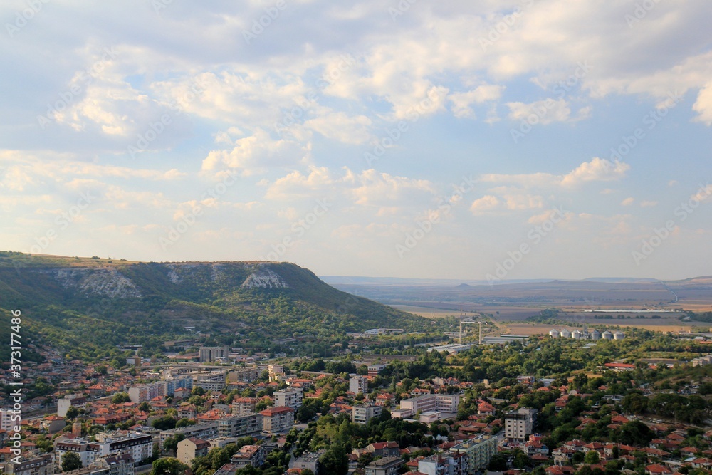 View of Provadia (Bulgaria) from a height in the evening