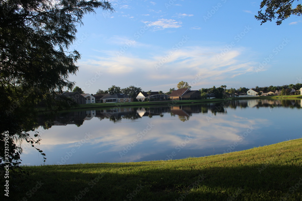 A lake in a community.
