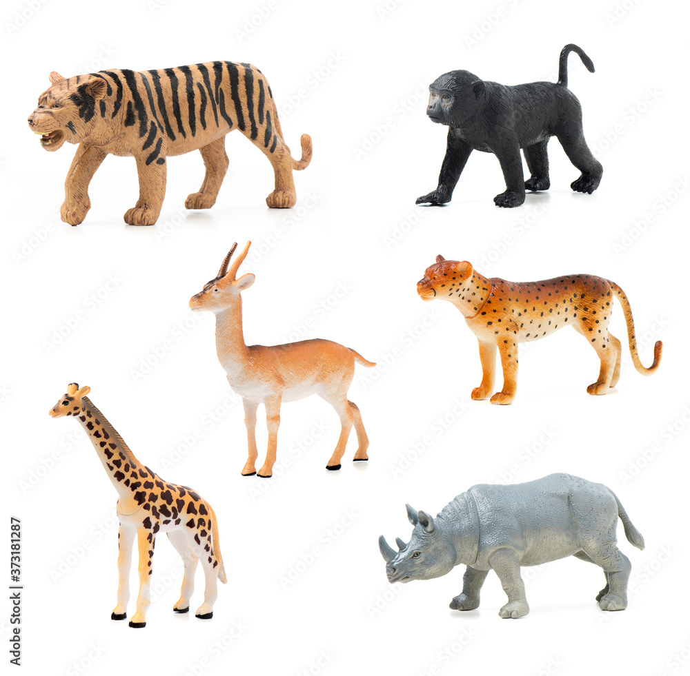 Naklejka premium group of jungle animals toy