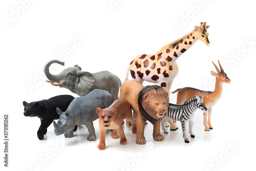 Fototapeta Naklejka Na Ścianę i Meble -  group of jungle animals toy