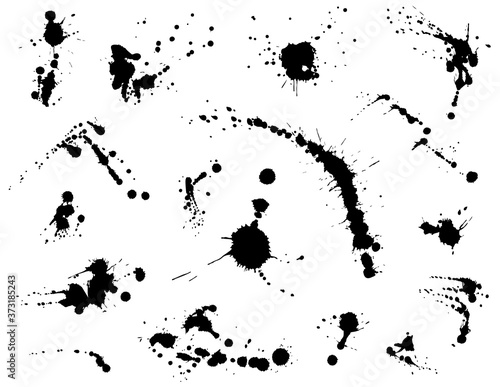 Set of splashes and stains. Splash, drops and ink blots. Grunge elements isolated on white background