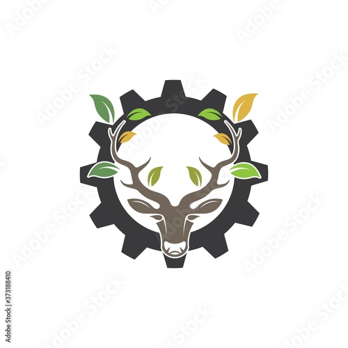 Deer head  with leaf  concept design icon vector illustration  ilustration icon vector design