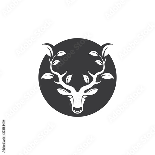 Deer head  with leaf  concept design icon vector illustration  ilustration icon vector design