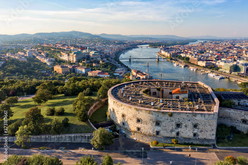 Gellert hills with Budapest view from drone photo