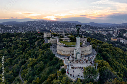 Gellert hills with Budapest view from drone photo