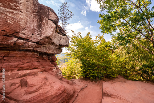 Sunny scenery of the Devil's Table in Hinterweidenthal, Germany photo