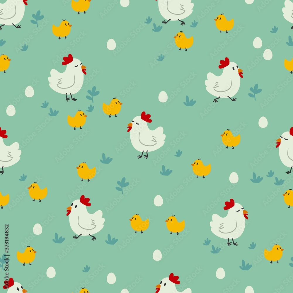 Hens and Her Chicks Vector Pattern Hens and Her Chicks Vector Pattern