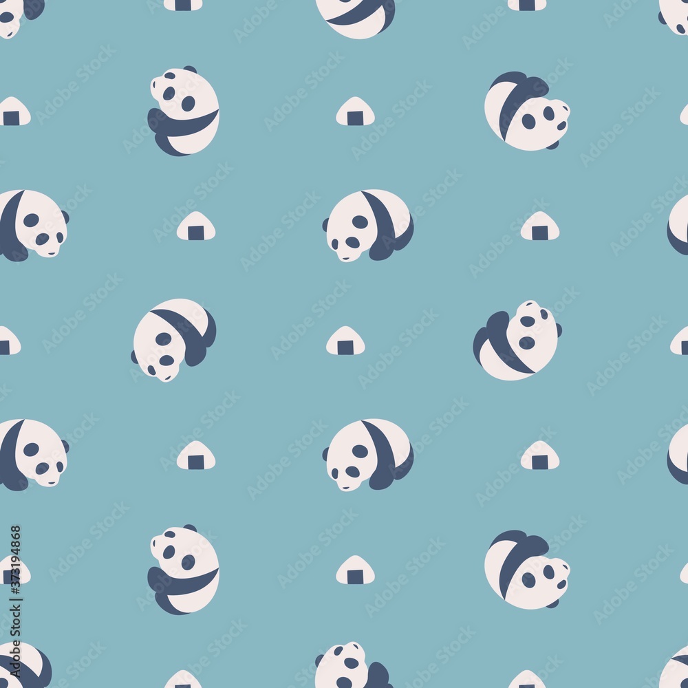 Panda Balls and Japanese Rice Balls Vector Art Pattern Panda Balls and Japanese Rice Balls Vector Art Pattern